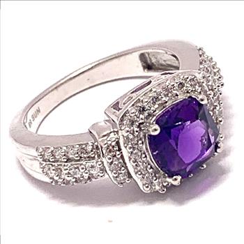 3.00ctw Amethyst & Diamonique Diamond Ring