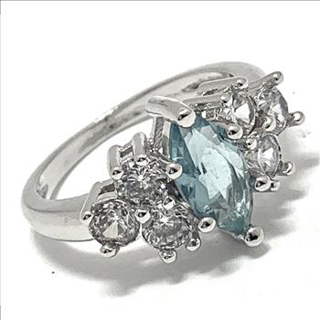 3.00ctw Diamonique Diamond & Blue Topaz Ring 6.5