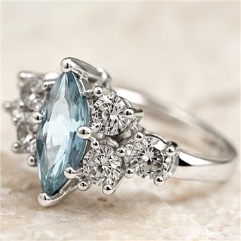 3.00ctw Diamonique Diamond & Blue Topaz Ring 6.5