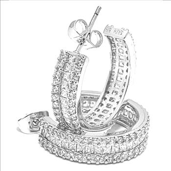 3.00ctw Diamonique Diamond Traditional Design Hoop Earrings