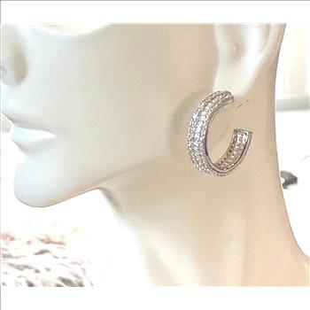 3.00ctw Diamonique Diamond Traditional Design Hoop Earrings