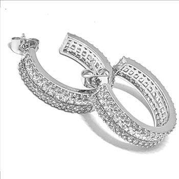 3.00ctw Diamonique Diamond Traditional Design Hoop Earrings