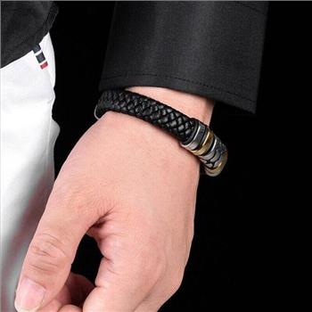 31.4 gram Mens Leather & SS Bangle Bracelet