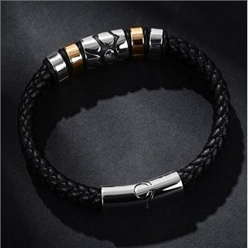 31.4 gram Mens Leather & SS Bangle Bracelet
