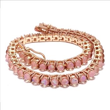 4.00ctw Pink Opal Tennis Bracelet