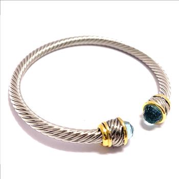 5.00ctw Blue Topaz Cable Bangle Bracelet