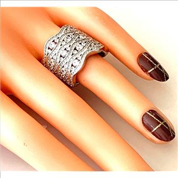 $525 Retail 4.00ctw MoissaniteAnniversary Ring in 18k WG & .925 Sterling Silver