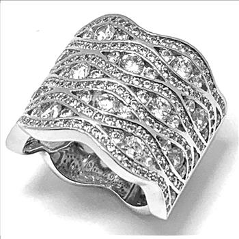 $525 Retail 4.00ctw MoissaniteAnniversary Ring in 18k WG & .925 Sterling Silver