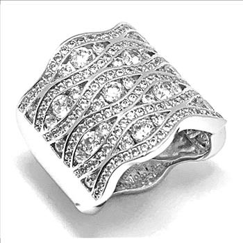 $525 Retail 4.00ctw MoissaniteAnniversary Ring in 18k WG & .925 Sterling Silver