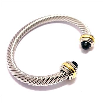 6.00ctw Black Spinel Cable Bangle Bracelet