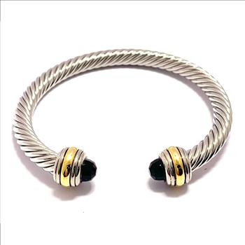 6.00ctw Black Spinel Cable Bangle Bracelet