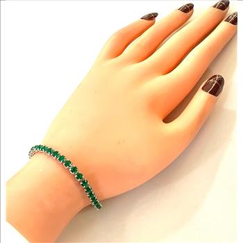 6.00ctw Emerald Tennis Bracelet 7.5” Long