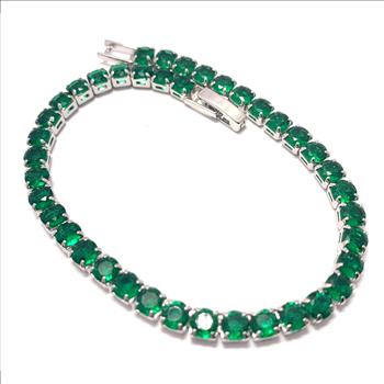6.00ctw Emerald Tennis Bracelet 7.5” Long