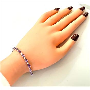 8.00ctw Amethyst & Diamonique Diamond Tennis Bracelet