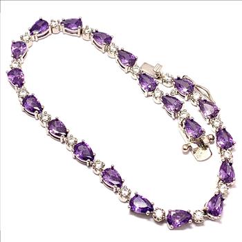 8.00ctw Amethyst & Diamonique Diamond Tennis Bracelet