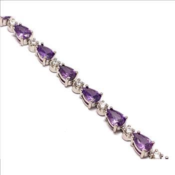 8.00ctw Amethyst & Diamonique Diamond Tennis Bracelet