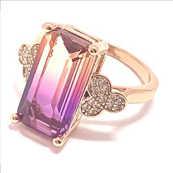 8.10ctw Ametrine & CZ Fancy Ring Size 7