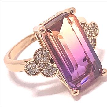 8.10ctw Ametrine & CZ Fancy Ring Size 7