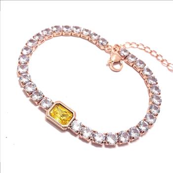 8.50ctw Citrine & CZ Tennis Bracelet