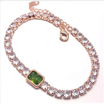 8.50ctw Peridot & CZ Tennis Bracelet