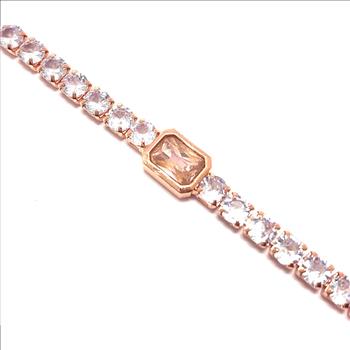 8.50ctw Pink Topaz & CZ Tennis Bracelet