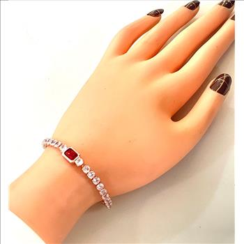 8.50ctw Ruby & CZ Tennis Bracelet