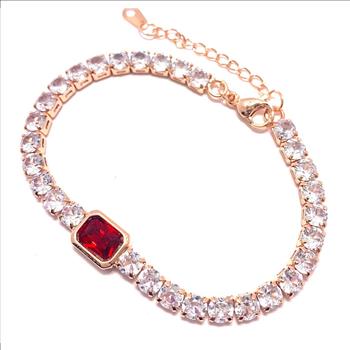 8.50ctw Ruby & CZ Tennis Bracelet