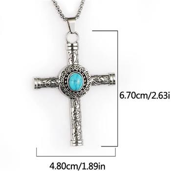 18K Gold Overlay Turquoise Cross Necklace