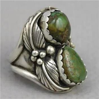 18k Gold Overlay 4.00ctw Malachite Ring Size 7