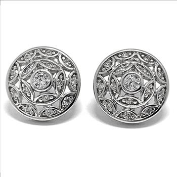 .  .925 Sterling Silver & 14k White Gold  0.75 ctw  Diamonique Diamonds  Stud Earrings