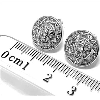 .  .925 Sterling Silver & 14k White Gold  0.75 ctw  Diamonique Diamonds  Stud Earrings