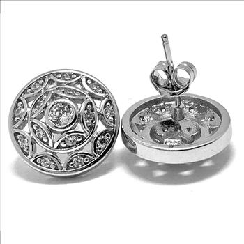 .  .925 Sterling Silver & 14k White Gold  0.75 ctw  Diamonique Diamonds  Stud Earrings