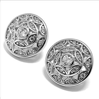 .  .925 Sterling Silver & 14k White Gold  0.75 ctw  Diamonique Diamonds  Stud Earrings