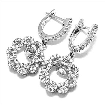 .925 Sterling Silver 1.50ctw Diamonique Diamond “Dancing Diamonds” Design Earrings