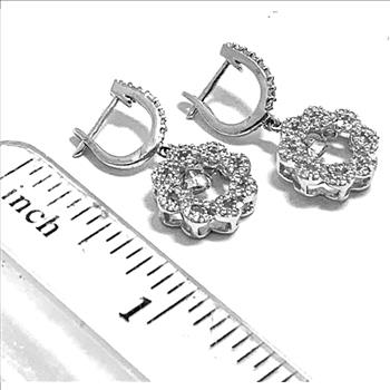.925 Sterling Silver 1.50ctw Diamonique Diamond “Dancing Diamonds” Design Earrings