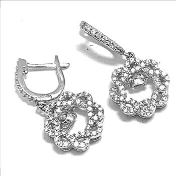 .925 Sterling Silver 1.50ctw Diamonique Diamond “Dancing Diamonds” Design Earrings