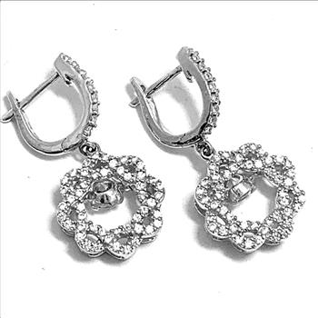 .925 Sterling Silver 1.50ctw Diamonique Diamond “Dancing Diamonds” Design Earrings