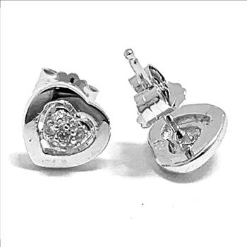 .925 Sterling Silver & 18k White Gold 0.10ctw Diamonique Diamond Stud Earrings