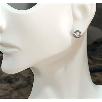 .925 Sterling Silver & 18k White Gold 0.10ctw Diamonique Diamond Stud Earrings