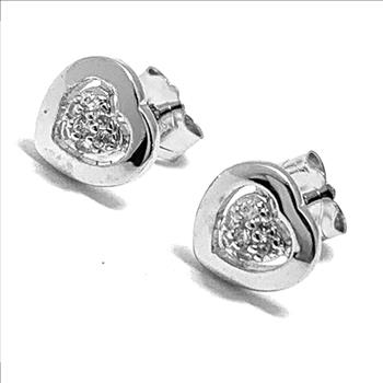 .925 Sterling Silver & 18k White Gold 0.10ctw Diamonique Diamond Stud Earrings