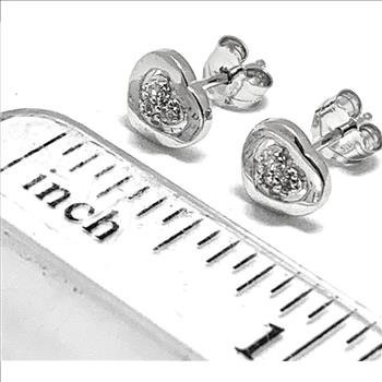 .925 Sterling Silver & 18k White Gold 0.10ctw Diamonique Diamond Stud Earrings