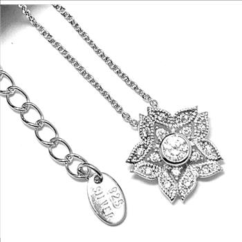 .925 Sterling Silver & 18k White Gold 0.25ctw Diamonique Diamond Necklace