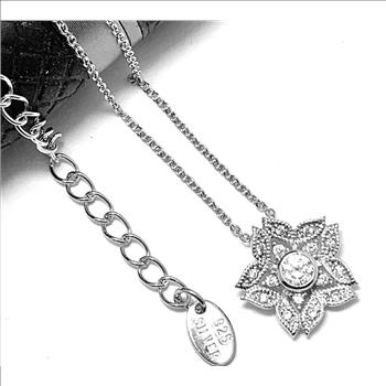 .925 Sterling Silver & 18k White Gold 0.25ctw Diamonique Diamond Necklace