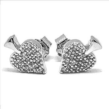 .925 Sterling Silver & 18k White Gold 0.25ctw Diamonique Diamond Stud Earrings