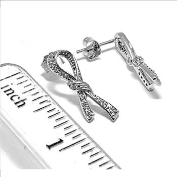 .925 Sterling Silver & 18k White Gold 0.30ctw Diamonique Diamond Stud Earrings