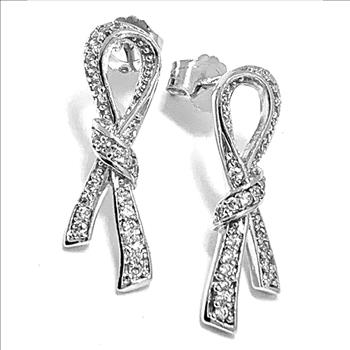 .925 Sterling Silver & 18k White Gold 0.30ctw Diamonique Diamond Stud Earrings