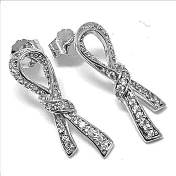 .925 Sterling Silver & 18k White Gold 0.30ctw Diamonique Diamond Stud Earrings