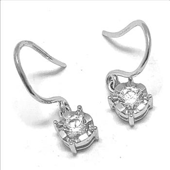 .925 Sterling Silver &18k White Gold 0.40ctw Diamonique Diamond Earrings