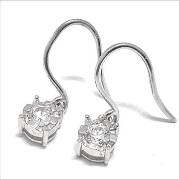 .925 Sterling Silver &18k White Gold 0.40ctw Diamonique Diamond Earrings