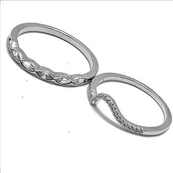 .925 Sterling Silver & 18k White Gold 0.50ctw Diamonique Diamond  Lot of 2 Rings